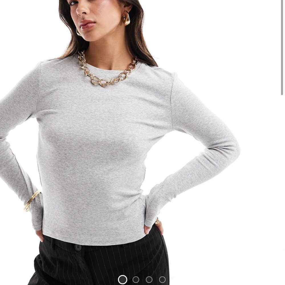 ONLY long sleeve top in light gray melange - size L